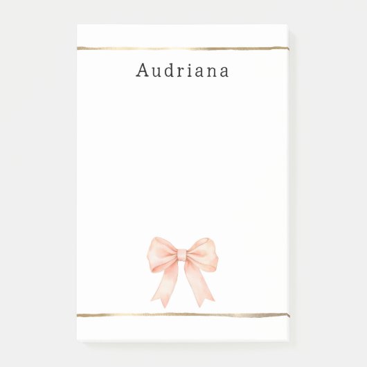 Pretty Peach Bow Personalized  Post-it® Notes (Voorkant)