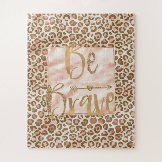 Pretty Peach Brown Leopard Print Be Brave Legpuzzel (Verticaal)