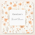 Pretty Peach Floral Bridal Shower Kartonnen Onderzetters<br><div class="desc">Pretty Peach Floral Bridal Shower</div>