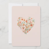 Pretty Peach Floral Heart Bridal Shower Kaart (Achterkant)