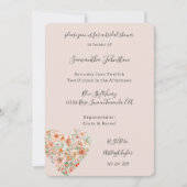 Pretty Peach Floral Heart Bridal Shower Kaart (Voorkant)