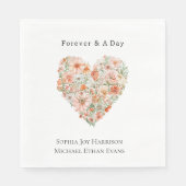 Pretty Peach Floral Heart Wedding Servet (Voorkant)