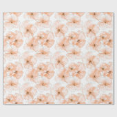 Pretty Peach Flowers Birthday Cadeaupapier (Vlak)