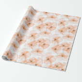 Pretty Peach Flowers Birthday Cadeaupapier (Uitgerold)