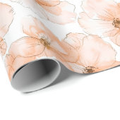 Pretty Peach Flowers Birthday Cadeaupapier (Rol Hoek)