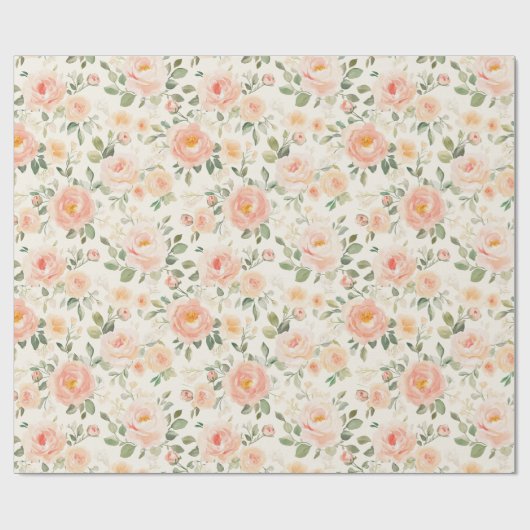 Pretty Peach Flowers Bridal Shower Cadeaupapier (Vlak)