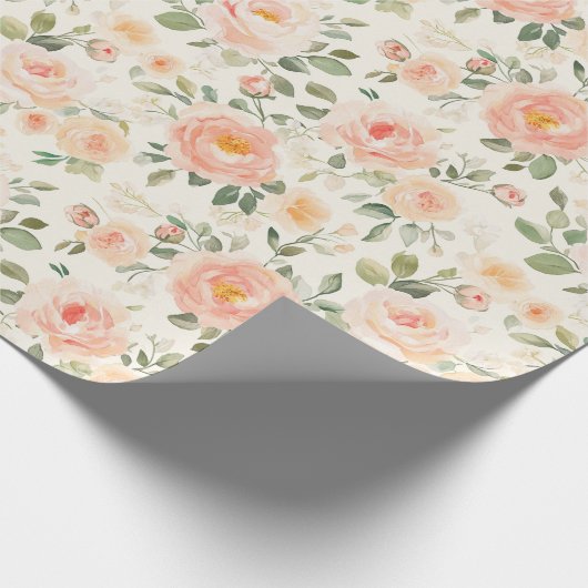 Pretty Peach Flowers Bridal Shower Cadeaupapier (Hoek)