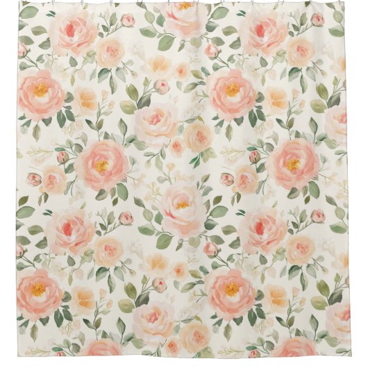 Pretty Peach Flowers Bridal Shower Douchegordijn (Voorkant)