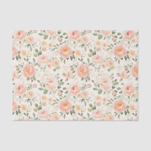 Pretty Peach Flowers Bridal Shower Tissuepapier (Voorkant)