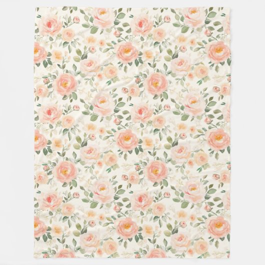 Pretty Peach Flowers   Fleece Deken (Voorkant)