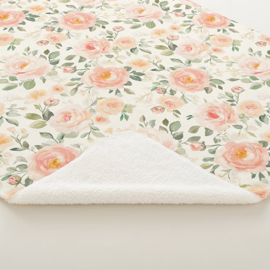 Pretty Peach Flowers   Sherpa Deken (3/4)