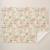Pretty Peach Flowers Sherpa Deken (Voorkant (horizontaal))