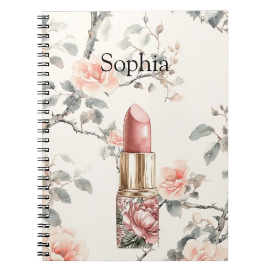 Pretty Peach Roses Bloem Lipstick Notitieboek (Voorkant)