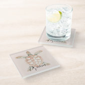 Pretty Peach Sea Turtle Dream Glazen Onderzetter (Schuin)