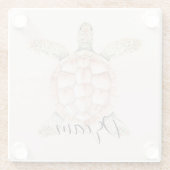 Pretty Peach Sea Turtle Dream Glazen Onderzetter (Achterkant)