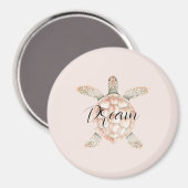 Pretty Peach Sea Turtle Dream Magneet (Voorkant / Achterkant)