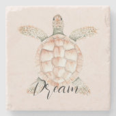 Pretty Peach Sea Turtle Dream Stenen Onderzetter (Voorkant)