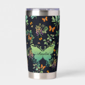 Pretty Personalised Dark Floral Butterfly Pattern Geïsoleerde Drinkbeker (Voorkant)