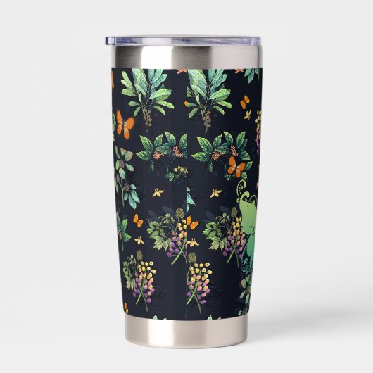 Pretty Personalised Dark Floral Butterfly Pattern Geïsoleerde Drinkbeker (Rechts)