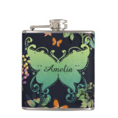 Pretty Personalised Dark Floral Butterfly Pattern Heupfles (Voorkant)