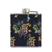 Pretty Personalised Dark Floral Butterfly Pattern Heupfles (Achterkant)