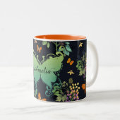 Pretty Personalised Dark Floral Butterfly Pattern Tweekleurige Koffiemok (Voorkant rechts)
