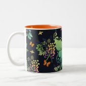 Pretty Personalised Dark Floral Butterfly Pattern Tweekleurige Koffiemok (Links)