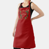 Pretty Personalized Holly & Snowflakes Xmas Apron Schort (Insitu)
