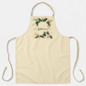Pretty Personalized Holly & Snowflakes Xmas Apron Schort (Voorkant)