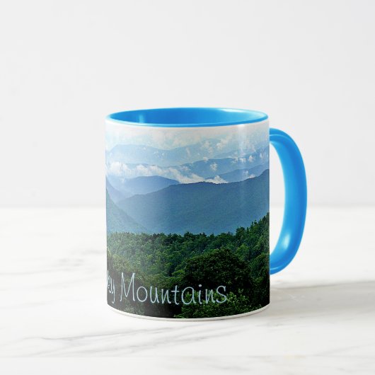 Pretty Personalized Smoky Mountains Blue Green Mug Mok (Voorkant rechts)