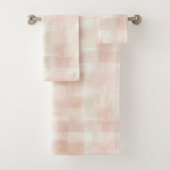 Pretty Perzik Roze Crème Plaid Bad Handdoek (Insitu)