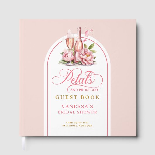 Pretty petals and prosecco blush gold guest book gastenboek (Voorkant)