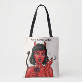 Pretty & Petty as Hell Devil Girl Tote Bag | Gothi (Voorkant)