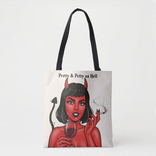 Pretty & Petty as Hell Devil Girl Tote Bag | Gothi (Voorkant)