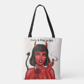 Pretty & Petty as Hell Devil Girl Tote Bag | Gothi (Achterkant)
