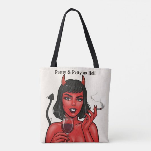 Pretty & Petty as Hell Devil Girl Tote Bag | Gothi (Achterkant)