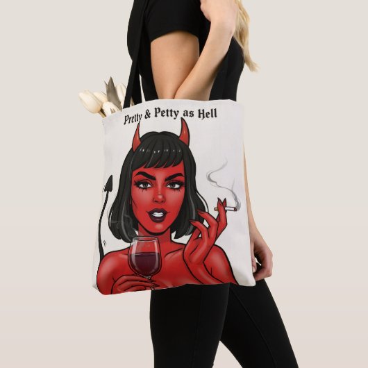 Pretty & Petty as Hell Devil Girl Tote Bag | Gothi (Dichtbij)