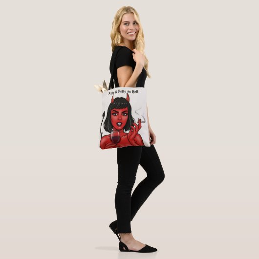Pretty & Petty as Hell Devil Girl Tote Bag | Gothi (Op model)