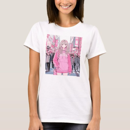 Pretty Pink｜寿司娘 Tシャツ GenerativeAI T-shirt (Voorkant)