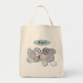 Pretty pink and blue pastel doodle art, your name tote bag