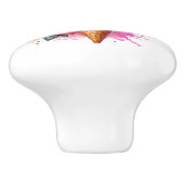 Pretty Pink and Gold Ice Cream Cone Birthday Keramische Knop (Zijkant)