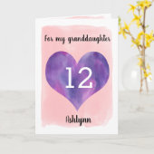 Pretty Pink and Purple 12th Birthday Granddaughter Kaart (Gele Bloem)