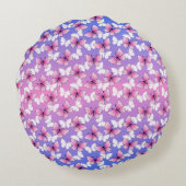 Pretty Pink and White Butterfly Round Pillow Rond Kussen (Achterkant)