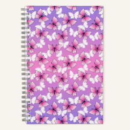 Pretty Pink and White Butterfly Spiral Notebook Notitieboek