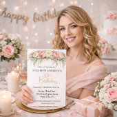 Pretty Pink and White Peony 30th Birthday Kaart