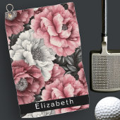 Pretty Pink and White Peony Personalized Golfhanddoek