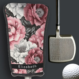 Pretty Pink and White Peony Personalized Golfheadcover
