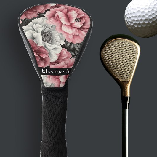 Pretty Pink and White Peony Personalized Golfheadcover