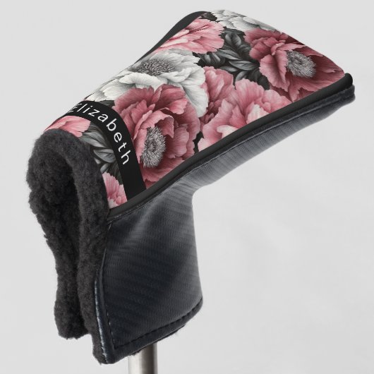 Pretty Pink and White Peony Personalized Golfheadcover (3/4 voorkant)