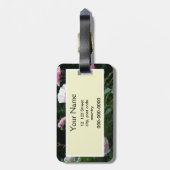 pretty pink and white rose flower bushes. Floral, Bagagelabel (Achterkant verticaal)